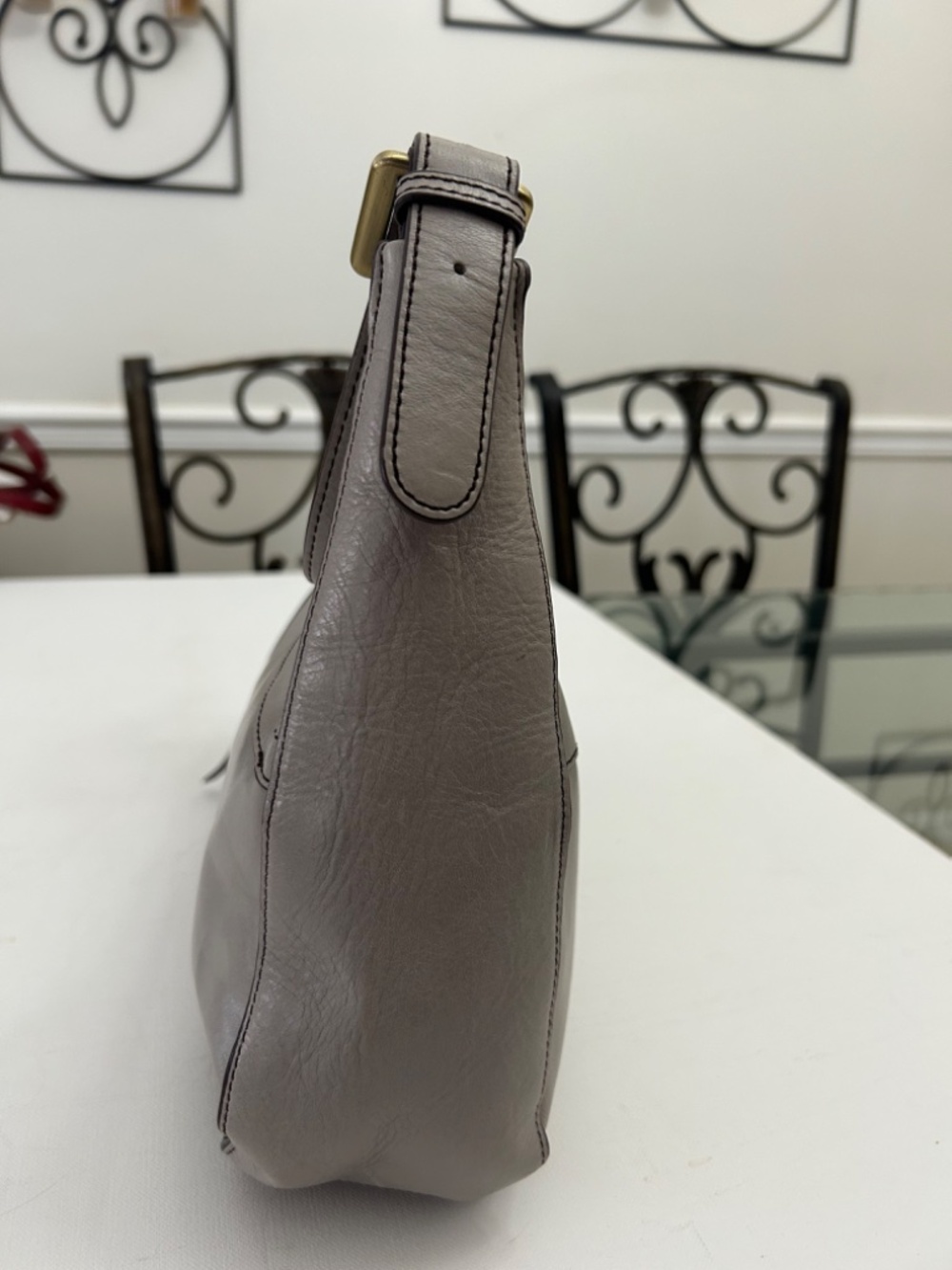 Hobo Prevail Leather Shoulder Bag in “Clay” Grey - Picture 5 of 13